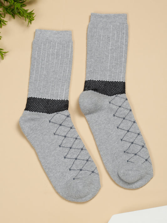 Men's Grey Melange Fashion Crew length Terry Socks -Pack of 5