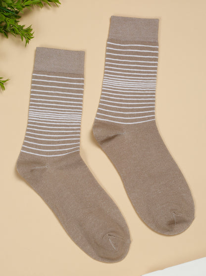 Men's Beige Basic Crew length Socks -Pack of 5