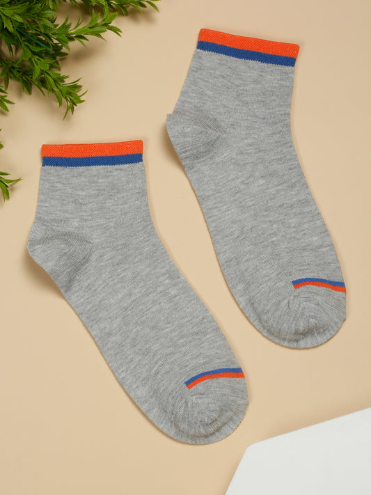 Men's Grey Melange Fashion Ankle length Socks -Pack of 5