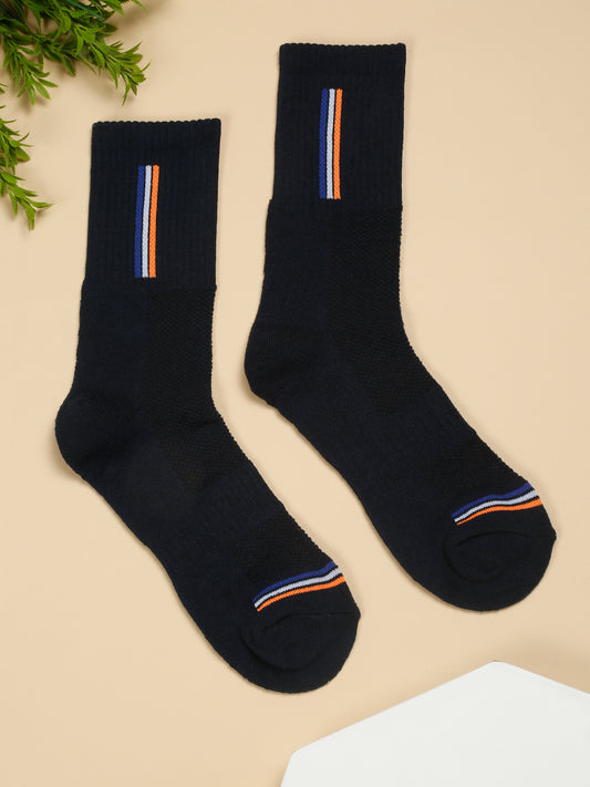 Men's Dark Blue Fashion Crew length Terry Socks -Pack of 5