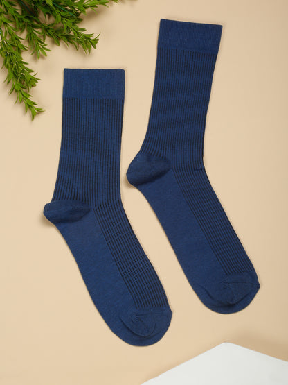 Men's Blue Basic Crew length Socks -Pack of 5