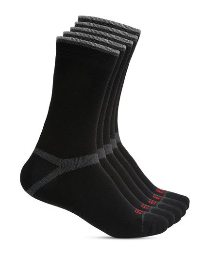 Men's Black Fashion Crew length Terry Socks -Pack of 5