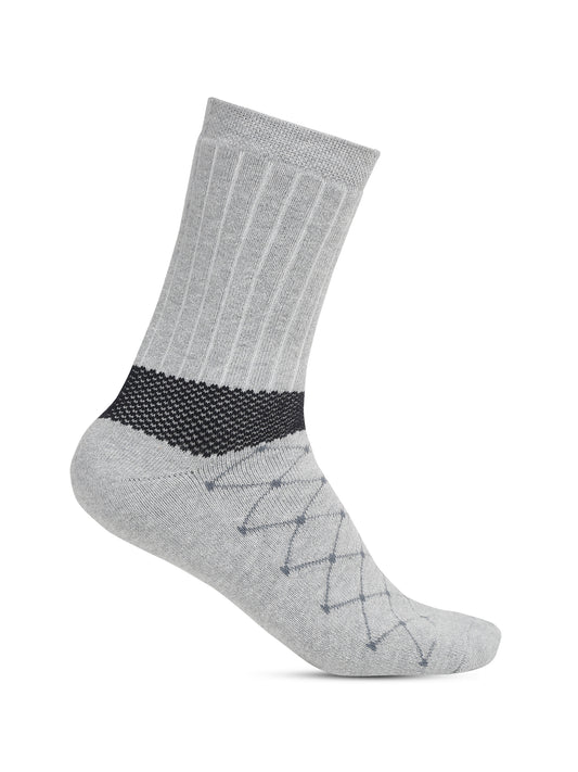 Men's Grey Melange Fashion Crew length Terry Socks -Pack of 5