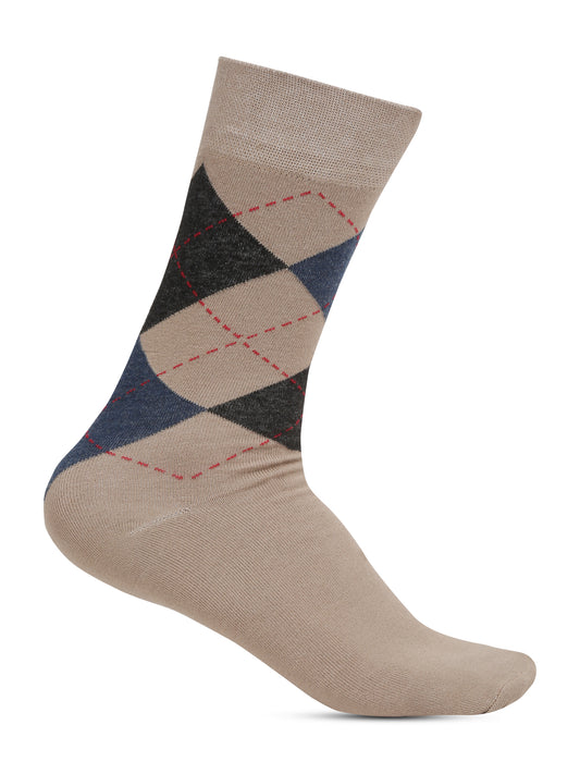Men's Beige Basic Crew length Socks -Pack of 5