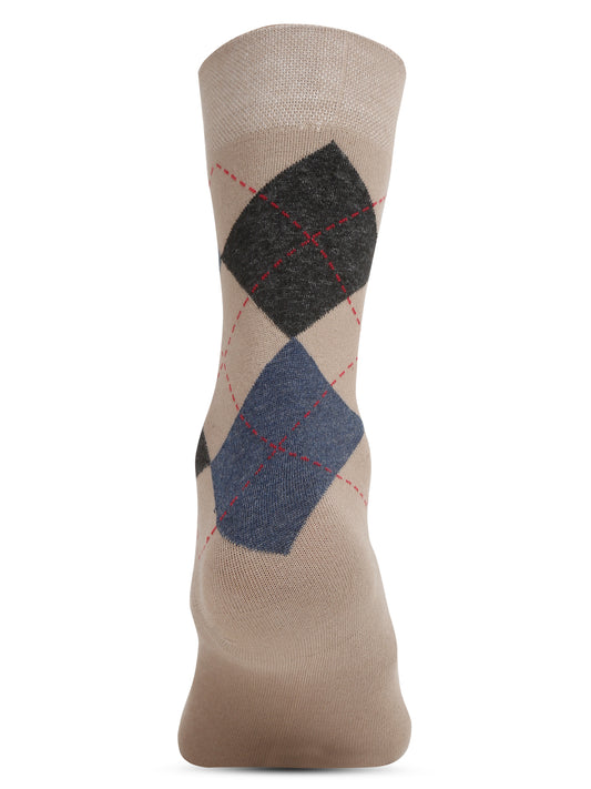 Men's Beige Basic Crew length Socks -Pack of 5