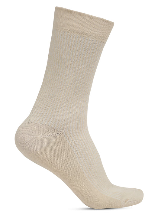 Men's Cream Basic Crew length Socks -Pack of 5