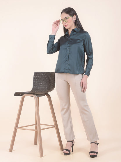 Casual Shirt for Women l Breathable & Soft with Color Fastness Regular Fit Polyester Fabric Solid Pattern