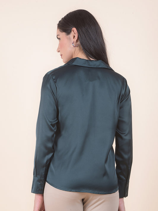 Casual Shirt for Women l Breathable & Soft with Color Fastness Regular Fit Polyester Fabric Solid Pattern