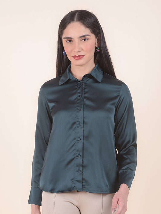 Casual Shirt for Women l Breathable & Soft with Color Fastness Regular Fit Polyester Fabric Solid Pattern