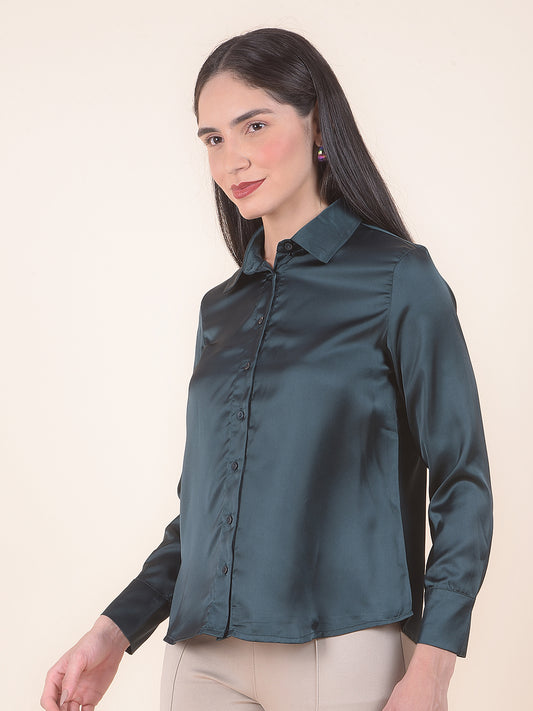 Casual Shirt for Women l Breathable & Soft with Color Fastness Regular Fit Polyester Fabric Solid Pattern