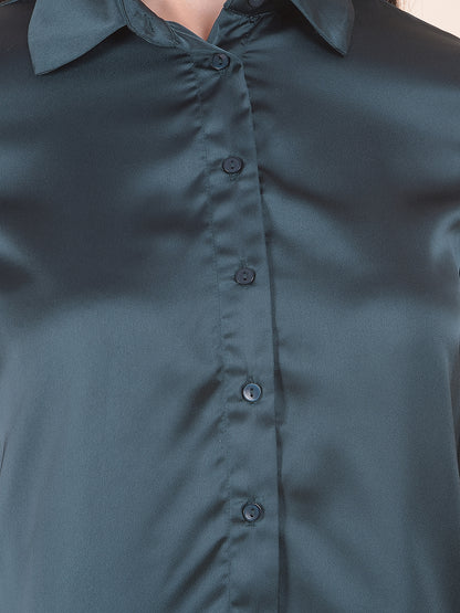Casual Shirt for Women l Breathable & Soft with Color Fastness Regular Fit Polyester Fabric Solid Pattern