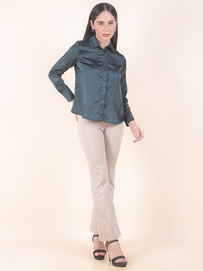 Casual Shirt for Women l Breathable & Soft with Color Fastness Regular Fit Polyester Fabric Solid Pattern