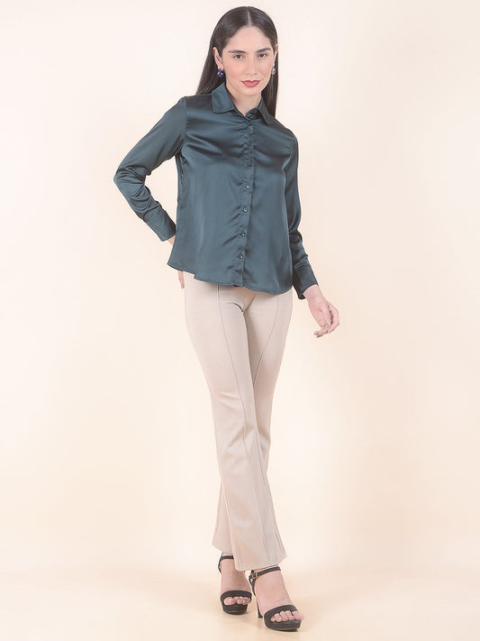 Casual Shirt for Women l Breathable & Soft with Color Fastness Regular Fit Polyester Fabric Solid Pattern