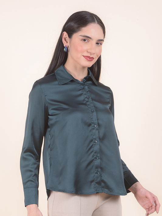 Casual Shirt for Women l Breathable & Soft with Color Fastness Regular Fit Polyester Fabric Solid Pattern