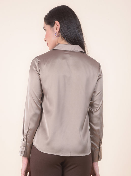 Casual Shirt for Women l Breathable & Soft with Color Fastness Regular Fit Polyester Fabric Solid Pattern