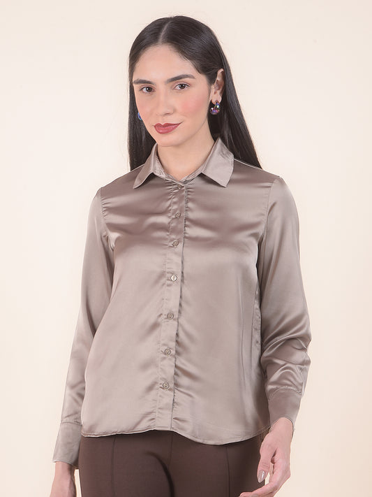 Casual Shirt for Women l Breathable & Soft with Color Fastness Regular Fit Polyester Fabric Solid Pattern
