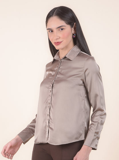 Casual Shirt for Women l Breathable & Soft with Color Fastness Regular Fit Polyester Fabric Solid Pattern