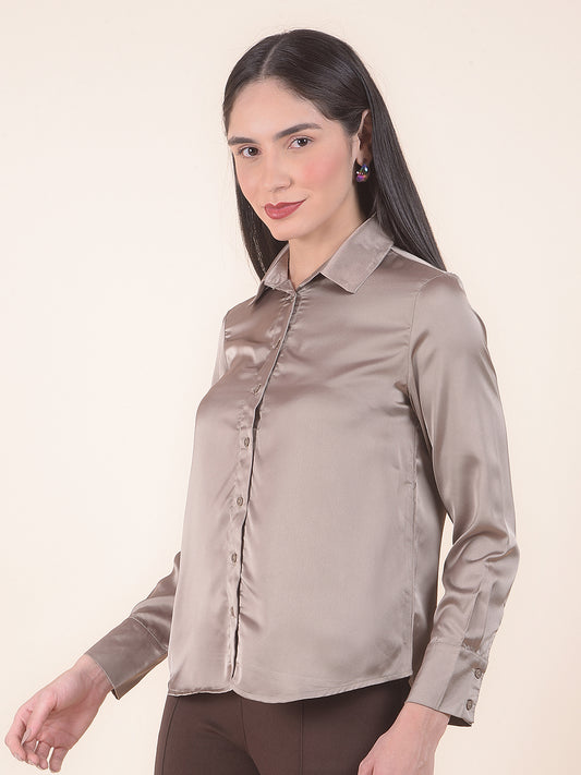 Casual Shirt for Women l Breathable & Soft with Color Fastness Regular Fit Polyester Fabric Solid Pattern