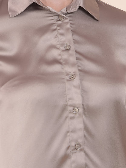 Casual Shirt for Women l Breathable & Soft with Color Fastness Regular Fit Polyester Fabric Solid Pattern