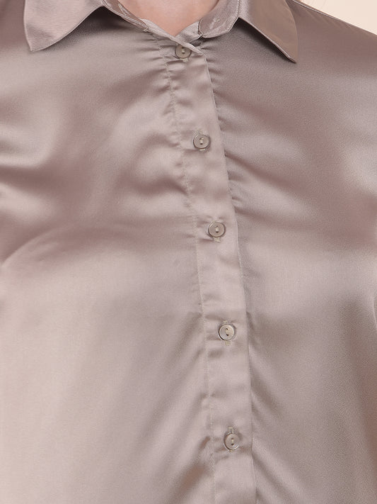 Casual Shirt for Women l Breathable & Soft with Color Fastness Regular Fit Polyester Fabric Solid Pattern