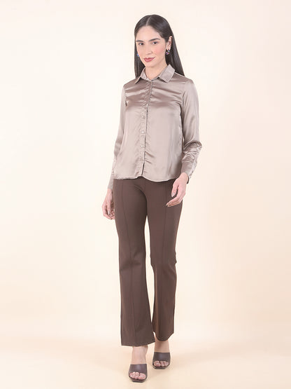 Casual Shirt for Women l Breathable & Soft with Color Fastness Regular Fit Polyester Fabric Solid Pattern