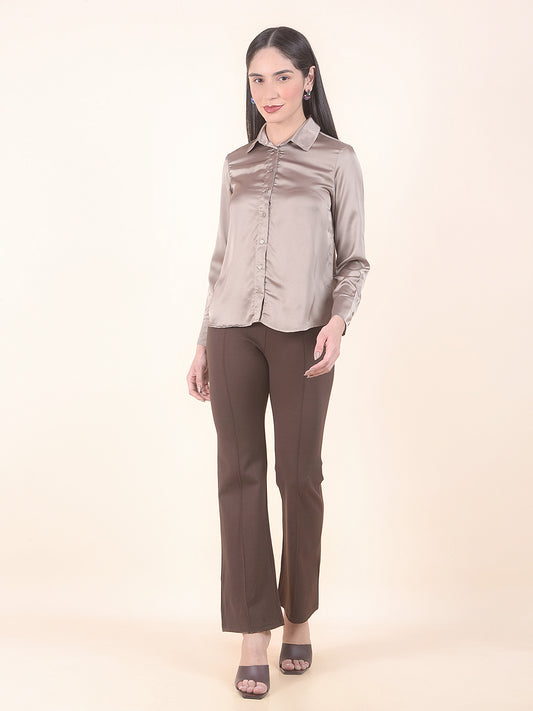 Casual Shirt for Women l Breathable & Soft with Color Fastness Regular Fit Polyester Fabric Solid Pattern