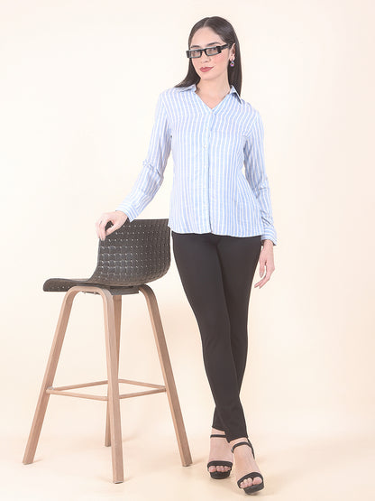 Casual Shirt for Women l Breathable & Soft with Color Fastness Regular Fit Viscore Fabric Stripe Pattern