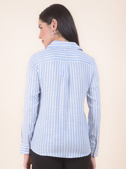 Casual Shirt for Women l Breathable & Soft with Color Fastness Regular Fit Viscore Fabric Stripe Pattern