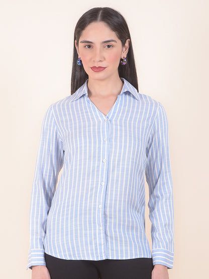 Casual Shirt for Women l Breathable & Soft with Color Fastness Regular Fit Viscore Fabric Stripe Pattern