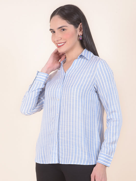Casual Shirt for Women l Breathable & Soft with Color Fastness Regular Fit Viscore Fabric Stripe Pattern