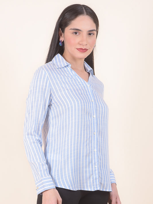 Casual Shirt for Women l Breathable & Soft with Color Fastness Regular Fit Viscore Fabric Stripe Pattern