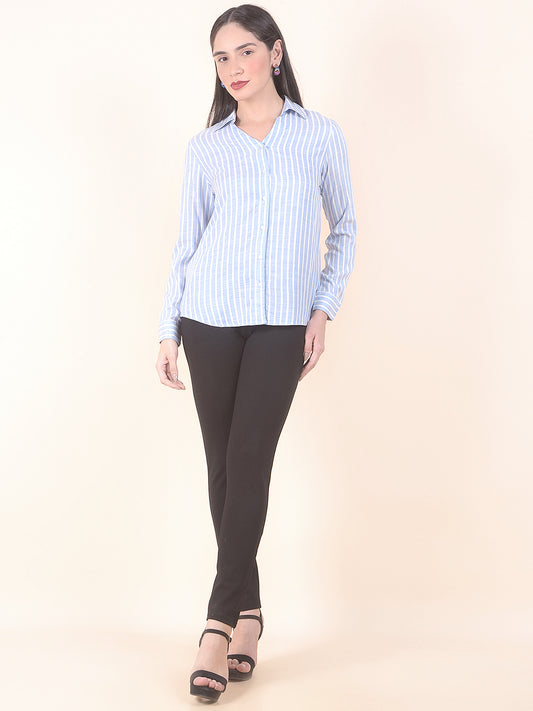 Casual Shirt for Women l Breathable & Soft with Color Fastness Regular Fit Viscore Fabric Stripe Pattern