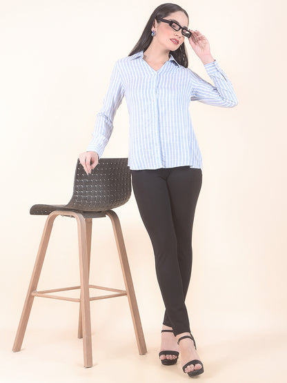 Casual Shirt for Women l Breathable & Soft with Color Fastness Regular Fit Viscore Fabric Stripe Pattern