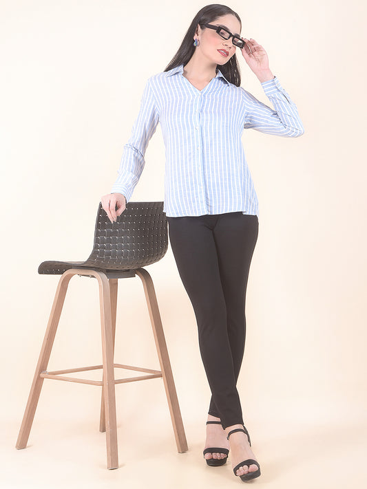 Casual Shirt for Women l Breathable & Soft with Color Fastness Regular Fit Viscore Fabric Stripe Pattern