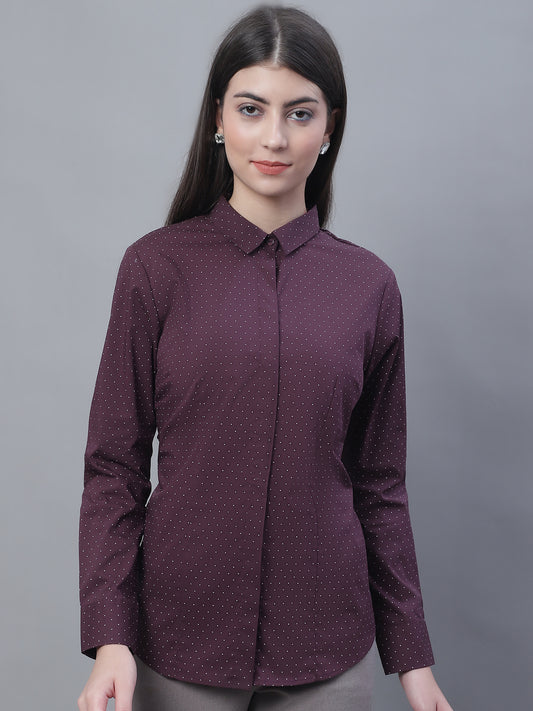 Cantabil Women Formal Full Sleeve Wine Shirt (7135525535883)