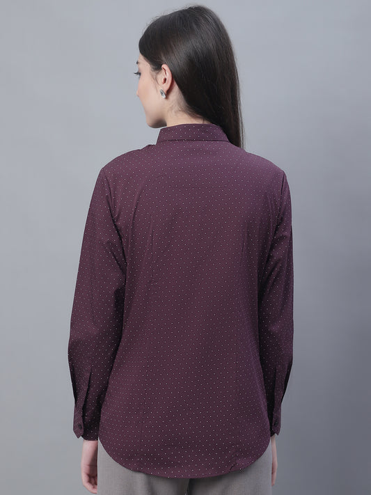 Cantabil Women Formal Full Sleeve Wine Shirt (7135525535883)