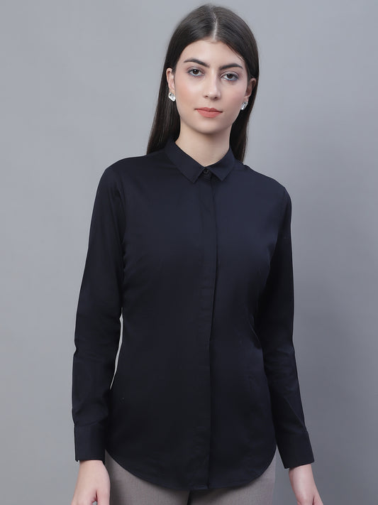 Cantabil Women Formal Full Sleeve Black Shirt (7135514099851)