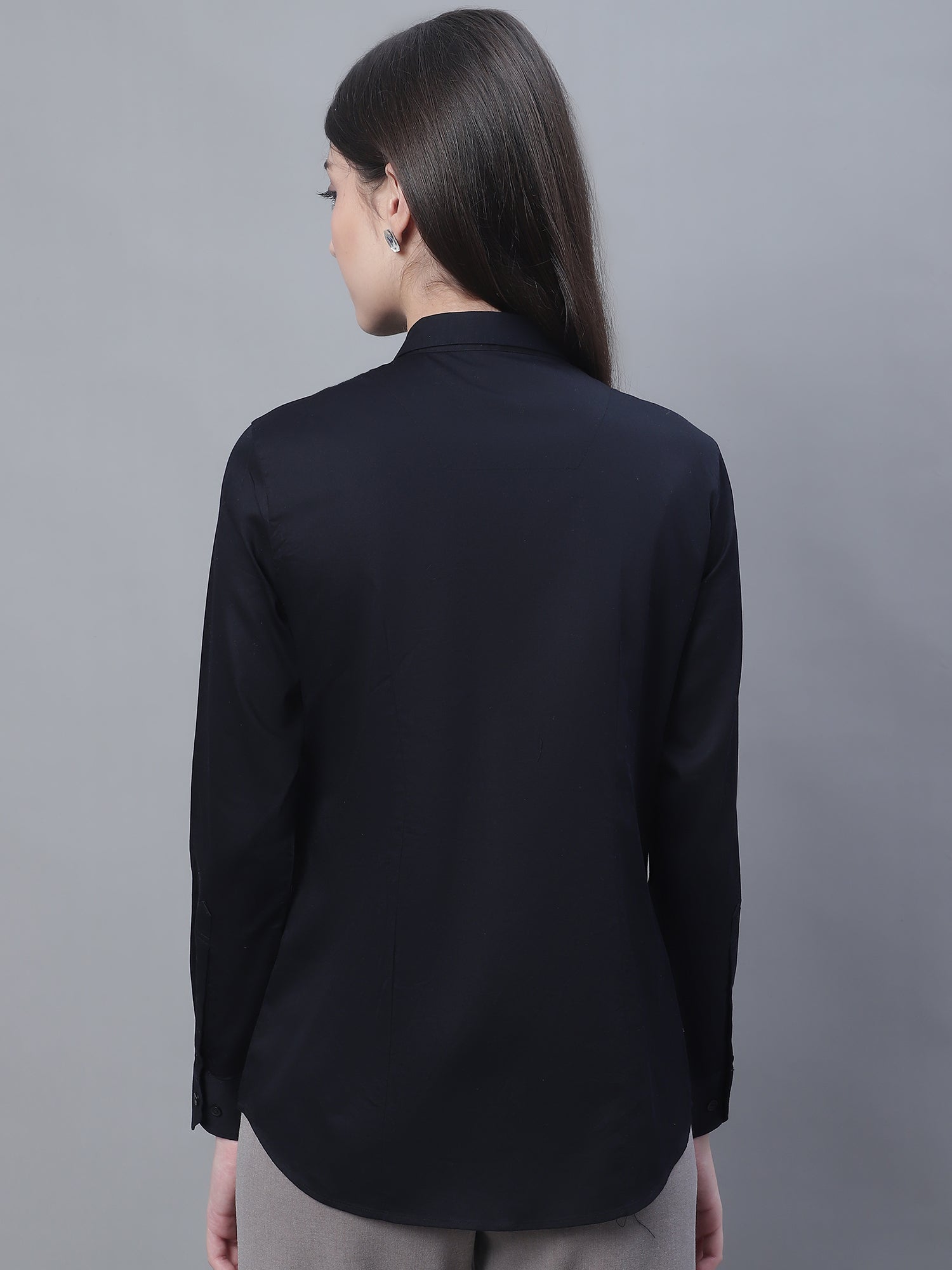 Cantabil Women Formal Full Sleeve Black Shirt