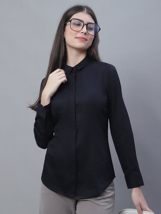 Cantabil Women Formal Full Sleeve Black Shirt (7135514099851)