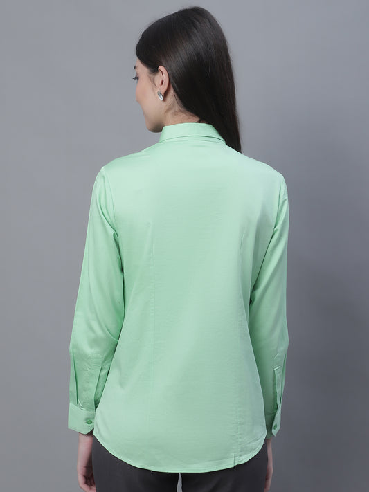 Cantabil Women Formal Full Sleeve Green Shirt (7135520129163)