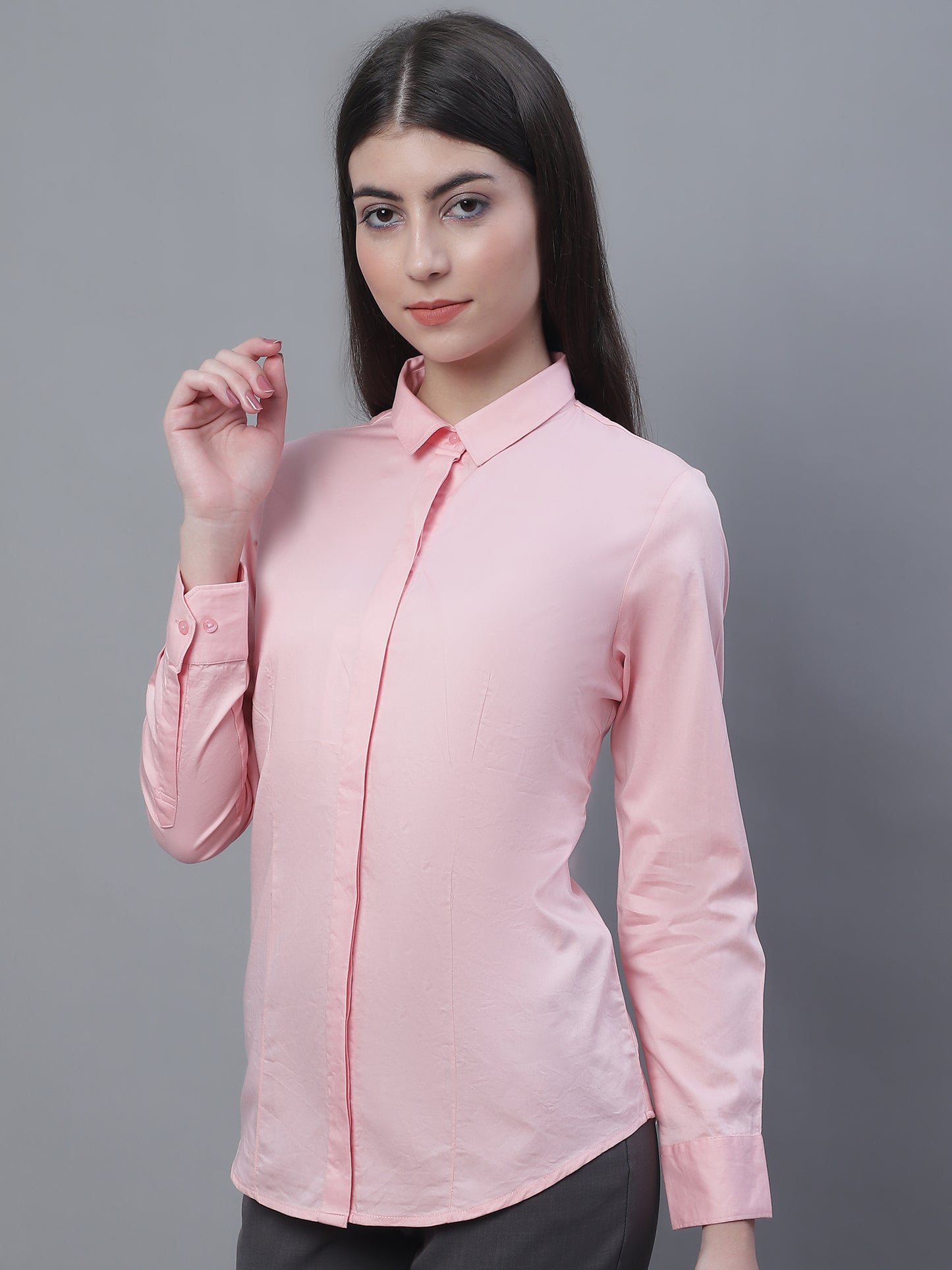 Cantabil Women Formal Full Sleeve Pink Shirt (7135522750603)