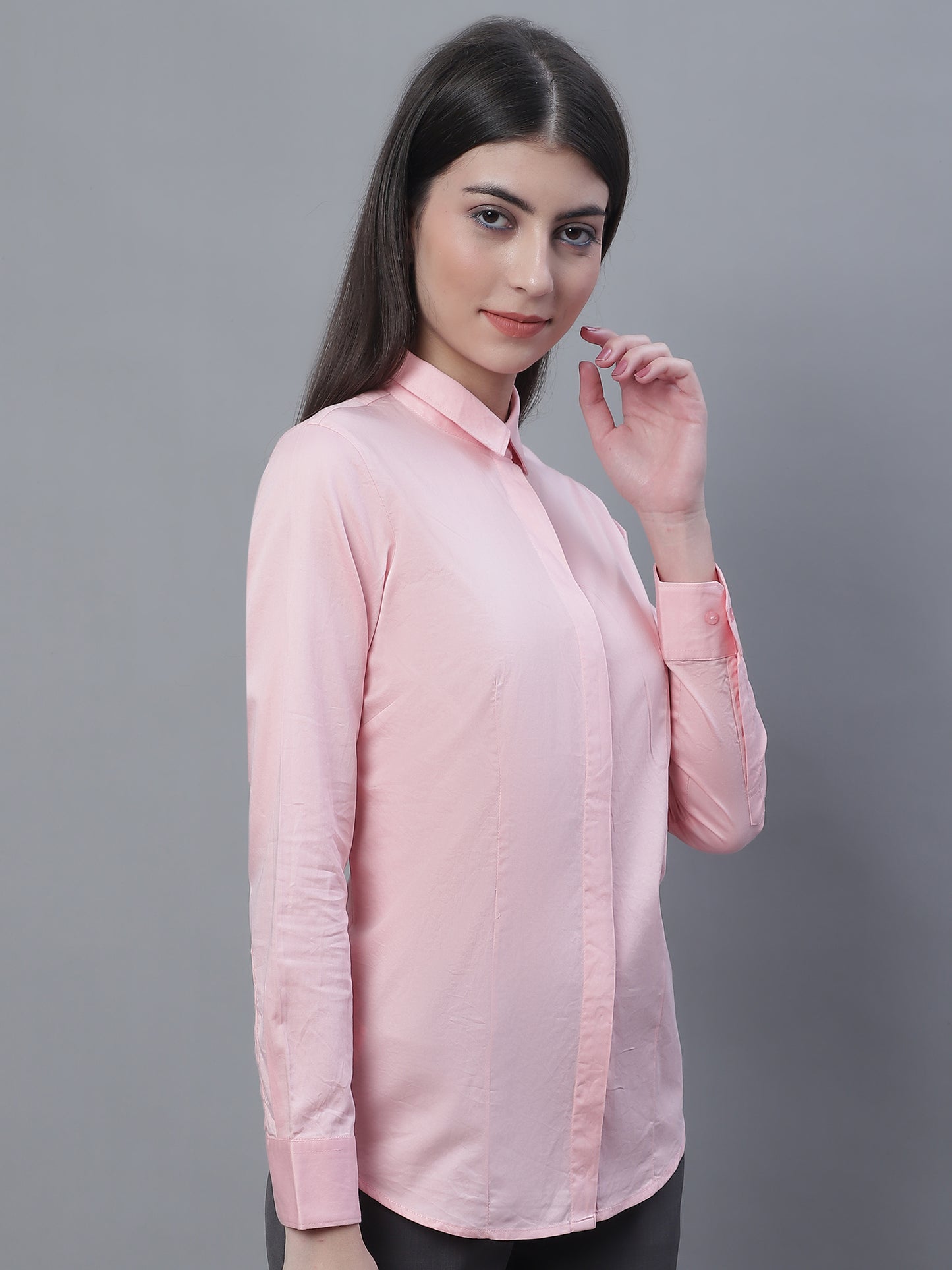 Cantabil Women Formal Full Sleeve Pink Shirt (7135522750603)