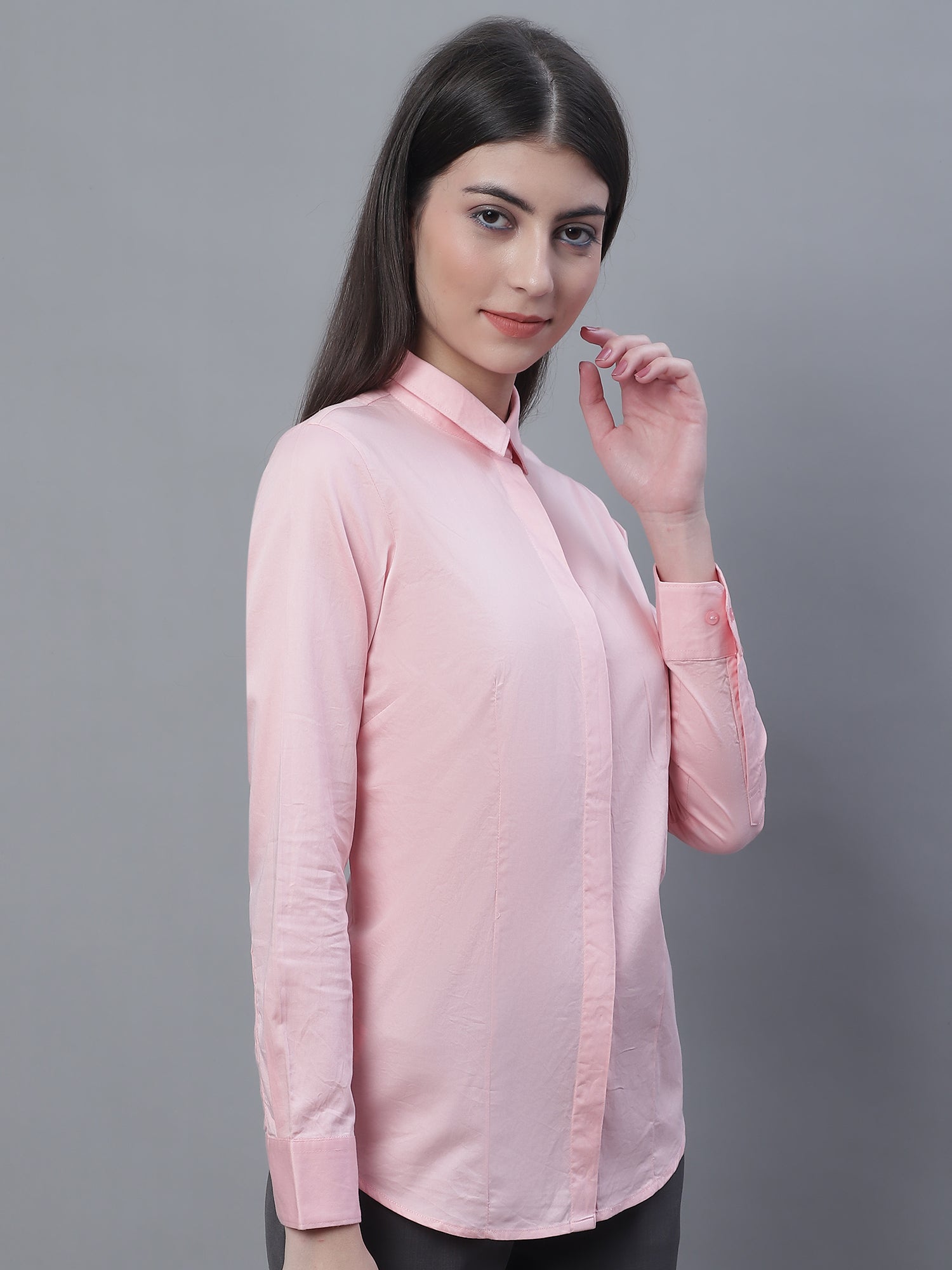 Cantabil Women Formal Full Sleeve Pink Shirt (7135522750603)