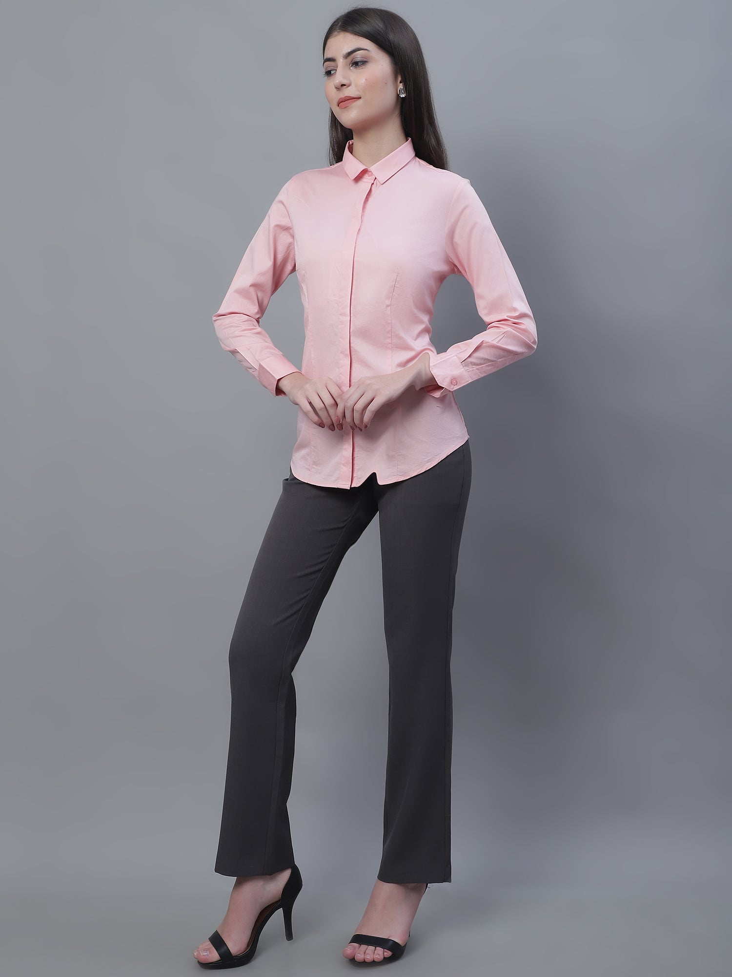 Cantabil Women Formal Full Sleeve Pink Shirt (7135522750603)