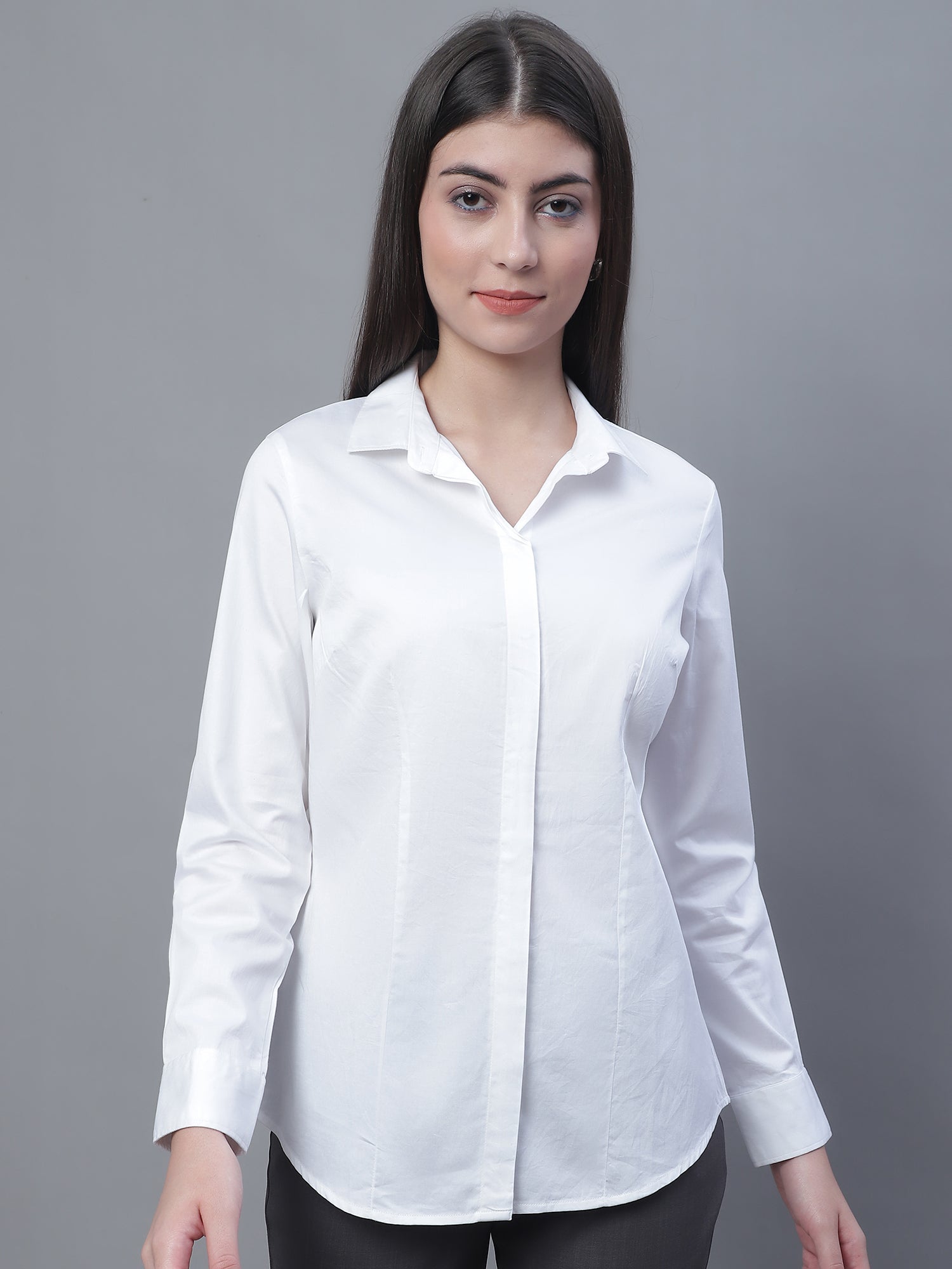 Women's Formal Slim Fit White Regular Full Sleeve Shirt – Cantabil