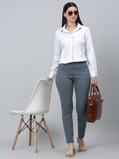 Women's Formal Slim Fit White Regular Full Sleeve  Shirt