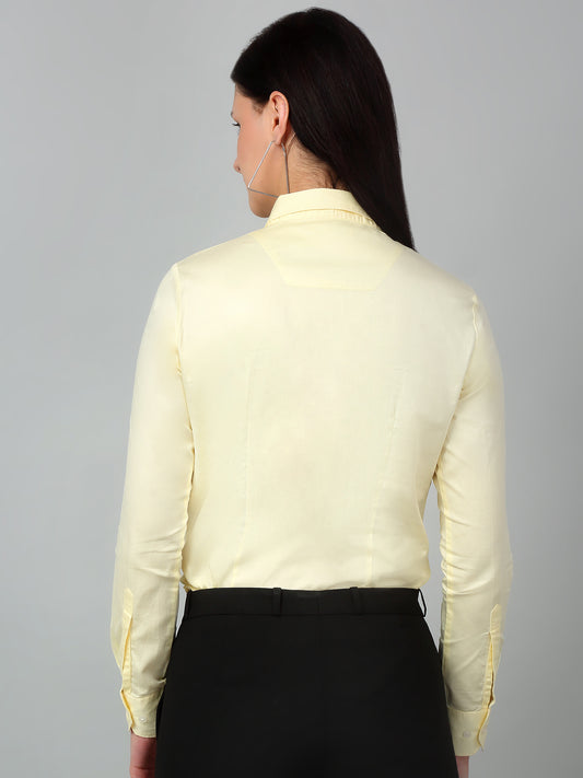 Women's Formal Slim Fit Lemon Regular Full Sleeve  Shirt