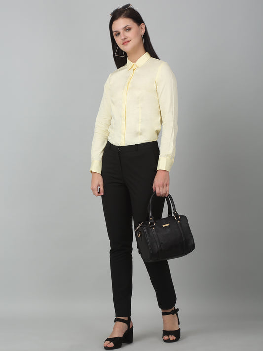 Women's Formal Slim Fit Lemon Regular Full Sleeve  Shirt
