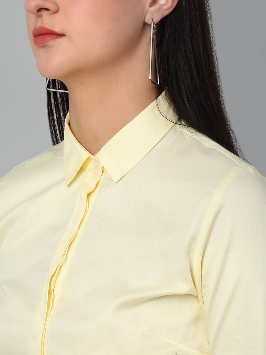 Women's Formal Slim Fit Lemon Regular Full Sleeve  Shirt