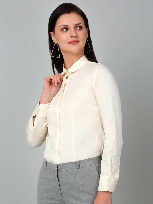 Women's Formal Slim Fit Offwhite Regular Full Sleeve  Shirt